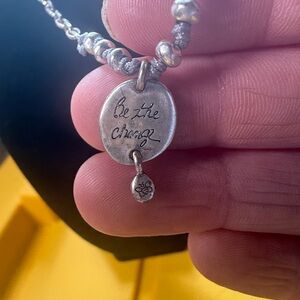 Elegant Be The Change Silver Tone‎ Necklace with Pendant